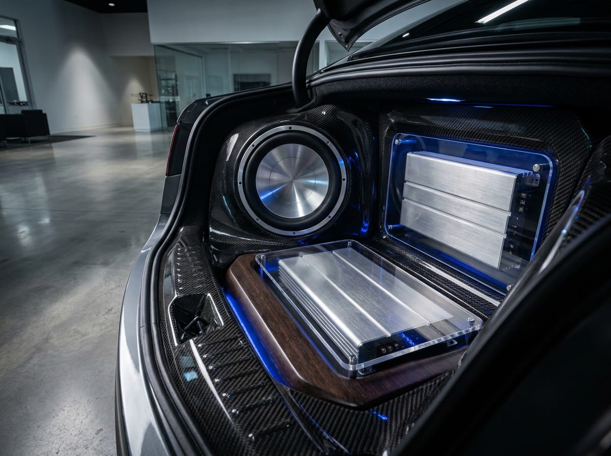 Custom subwoofer and amplifier trunk build