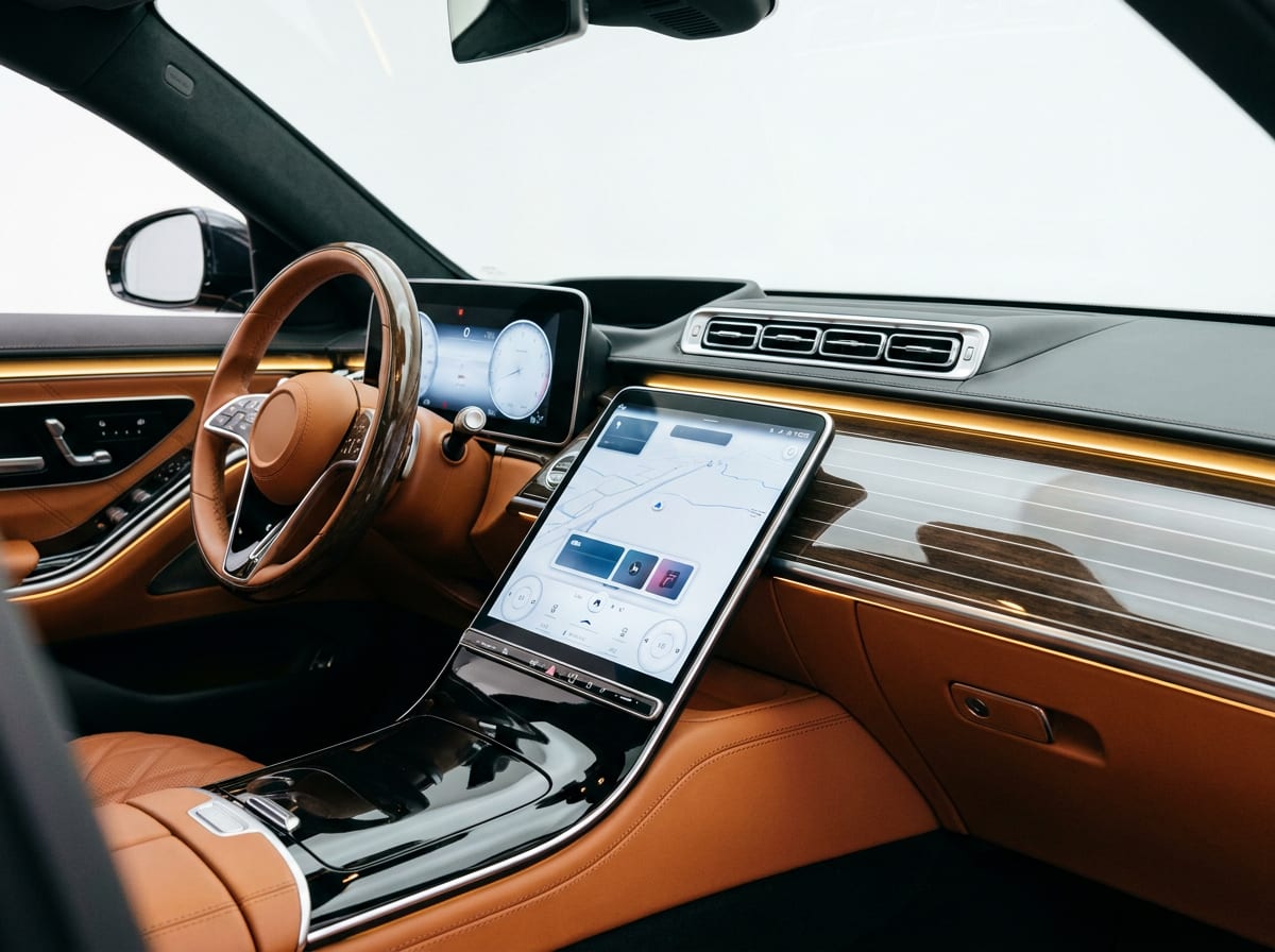 Luxury touchscreen head unit interior