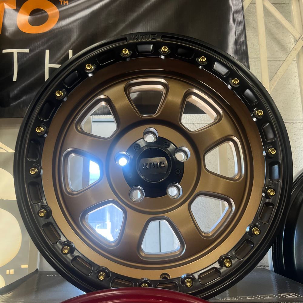 KMC bronze and black beadlock wheel